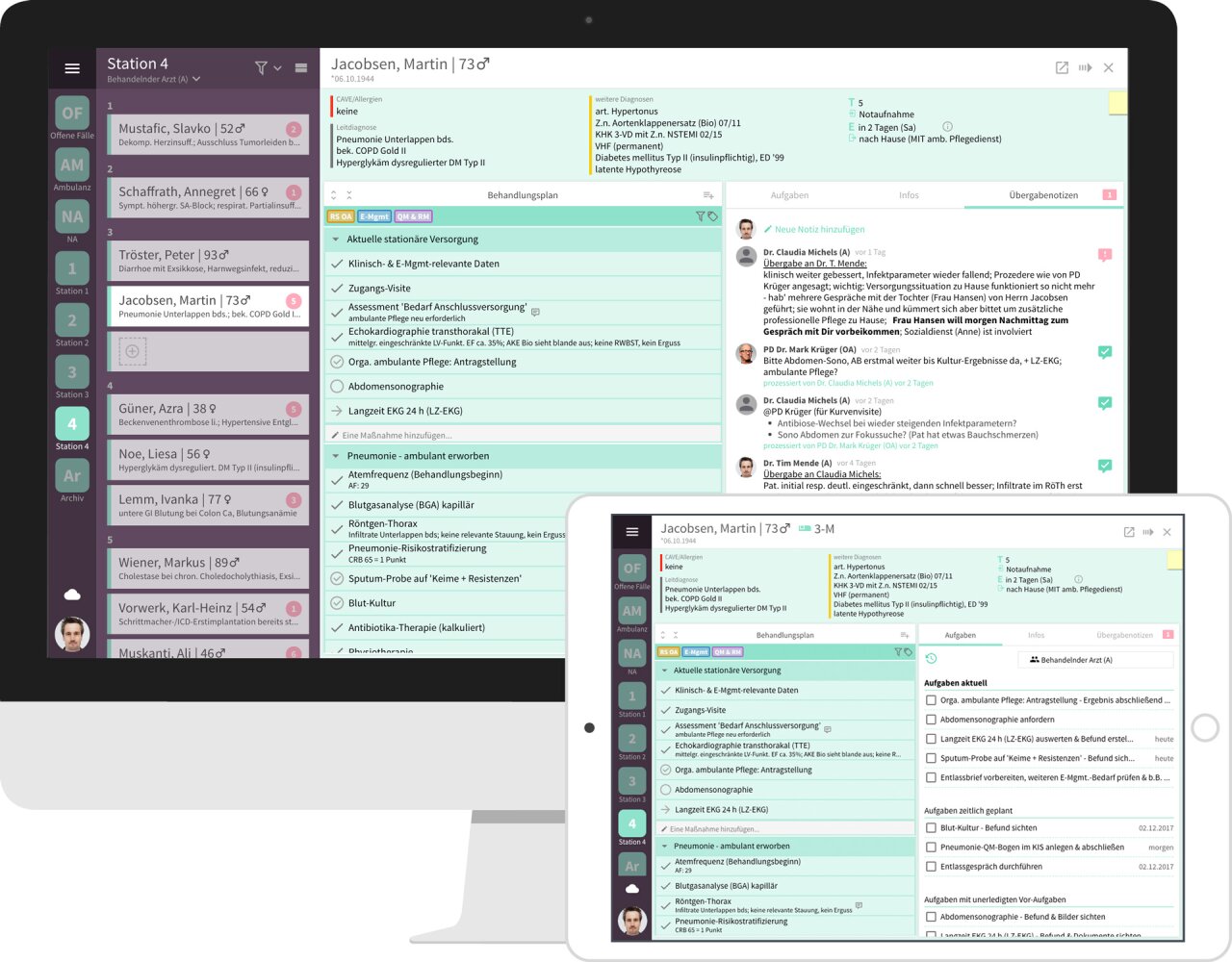 Beispiel Aufgabenliste in Kumi Clinical.